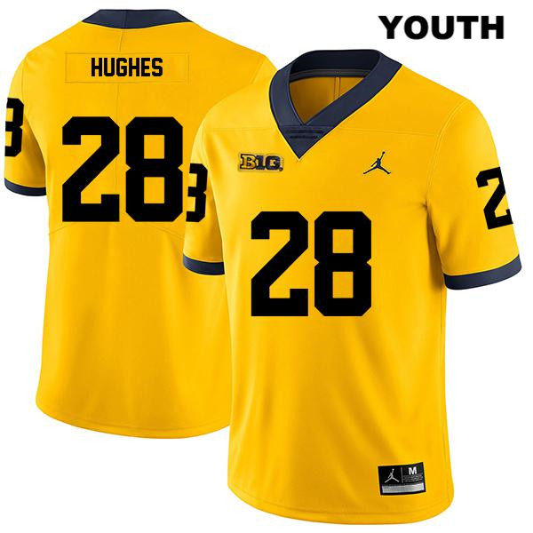 Youth NCAA Michigan Wolverines Danny Hughes #28 Yellow Jordan Brand Authentic Stitched Legend Football College Jersey SW25K07XS